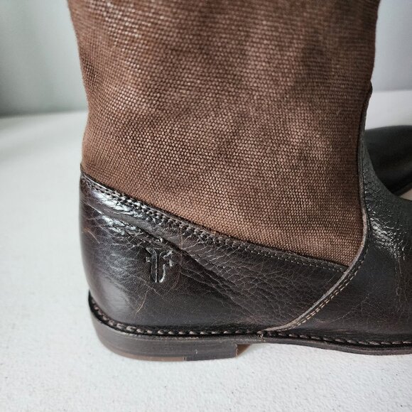 Frye Leather & Canvas Tall Boots "LIKE NEW" - Picture 8 of 15